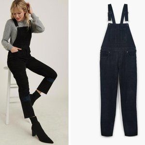 Lucky Brand Black Straight Leg Denim Corduroy Overalls Size XS
